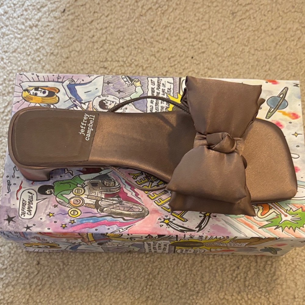 Jeffrey Campbell Chocolate Brown Satin Knot Slide